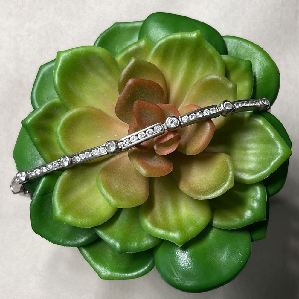 Vintage Sterling Silver Cubic Zirconia Channel Set Bracelet